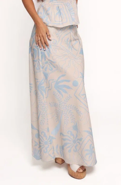 Petal And Pup Petal & Pup Elena Mixed Print Cotton Maxi Skirt In Gray