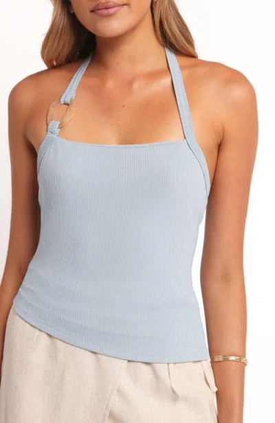 Petal And Pup Petal & Pup Yulissa Asymmetric Rib Halter Top In Blue
