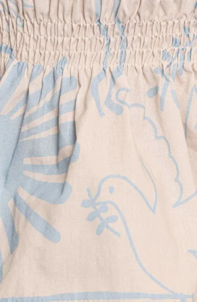 Petal And Pup Petal & Pup Elena Mixed Print Cotton Strapless Top In Blue