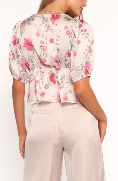 Petal And Pup Petal & Pup Tove Floral Puff Sleeve Peplum Top In Multi