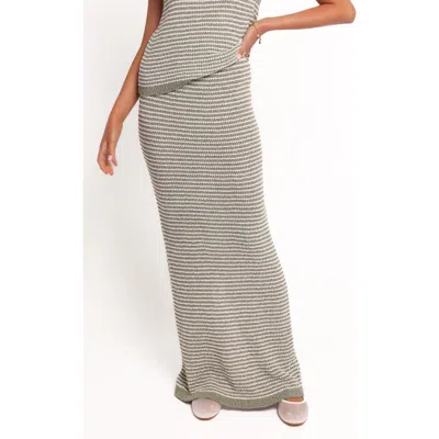 Petal And Pup Petal & Pup Arella Stripe Knit Maxi Skirt In Gray