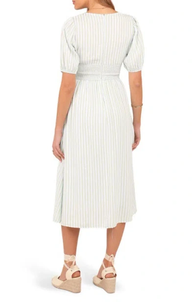 Petal And Pup Petal & Pup Ronnie Stripe Short Sleeve Midi Dress In White