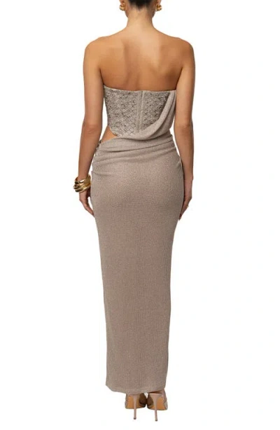 Jluxlabel Stellar Sequin Strapless Maxi Dress In Gray