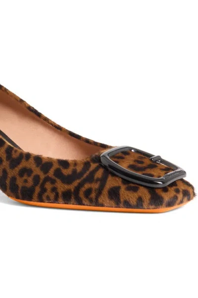 Santoni Leopard Block Heel Buckle Pumps In Brown