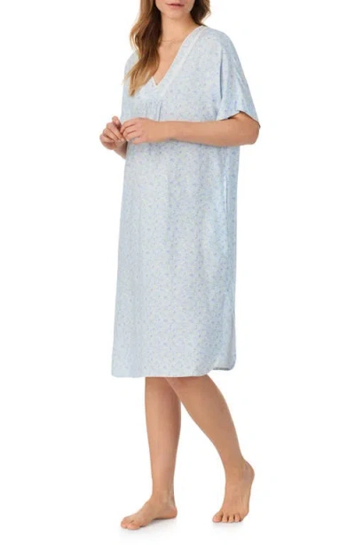 Eileen West Lace Trim Pajama Caftan In Blue