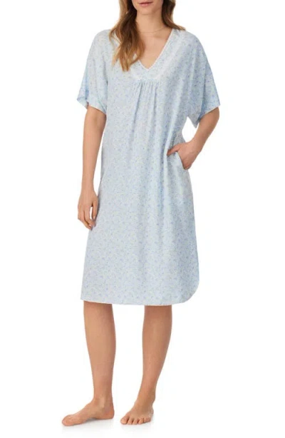 Eileen West Lace Trim Pajama Caftan In Blue