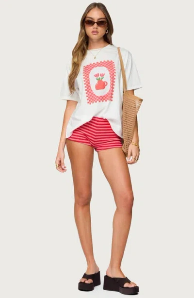 Edikted Hali Striped Knit Shorts In Red