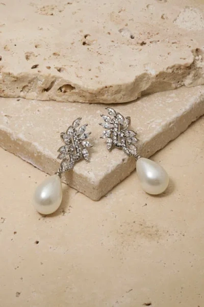 Untamed Petals Regency Crystal Drop Earrings In Silver