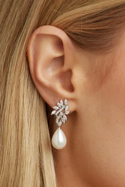 Untamed Petals Regency Crystal Drop Earrings In Silver