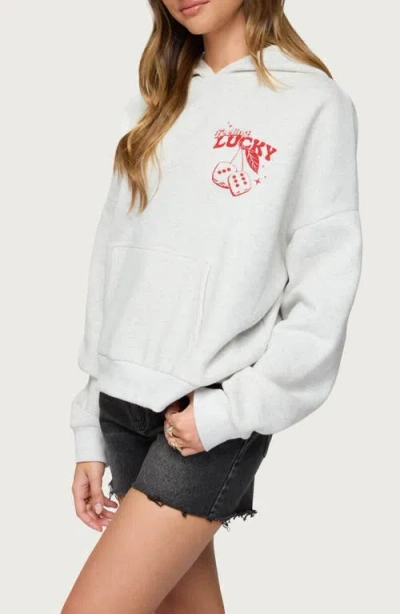 Edikted Feeling Lucky Oversized Sweatshirt In Gray