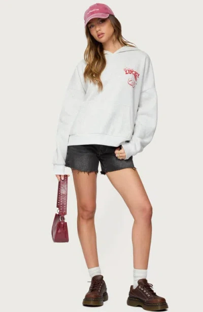 Edikted Feeling Lucky Oversized Sweatshirt In Gray