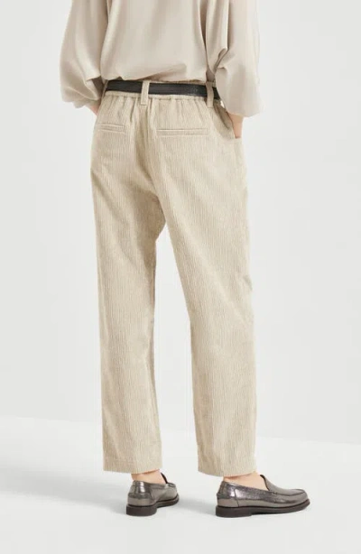 Brunello Cucinelli Corduroy Velvet Trousers In Neutral