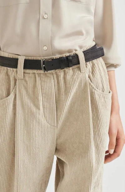 Brunello Cucinelli Corduroy Velvet Trousers In Neutral