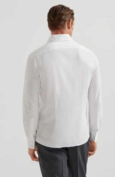 Brunello Cucinelli Men Basic Fit Twill Shirt With Button-down Collar In White