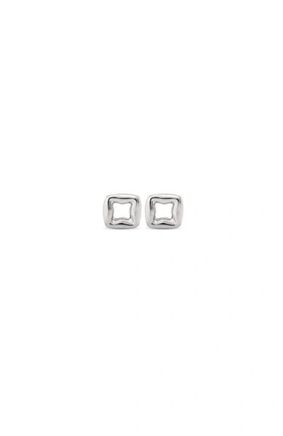 Unode50 Sterling Silver-plated Small Link Shaped Earrings In Metallic