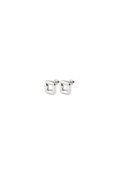 Unode50 Sterling Silver-plated Small Link Shaped Earrings In Metallic