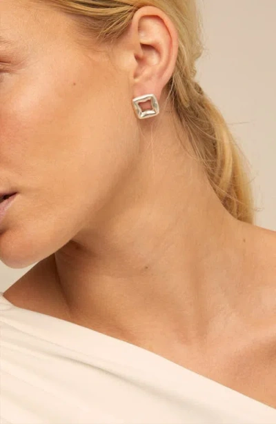 Unode50 Sterling Silver-plated Small Link Shaped Earrings In Metallic