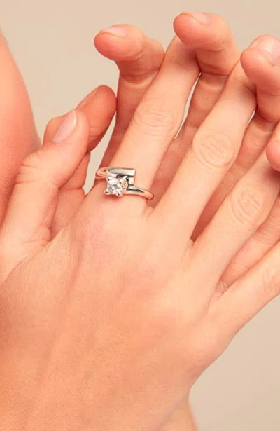 Unode50 Sterling Silver-plated Ring With White Cubic Zirconia In Metallic