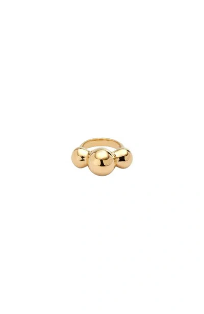 Unode50 18k Gold Plated Metal Alloy Ring With Three Central Balls In Gold