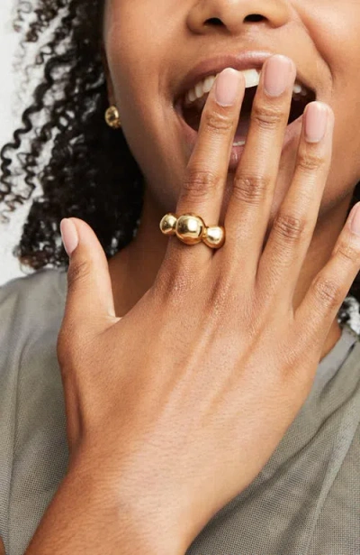 Unode50 18k Gold Plated Metal Alloy Ring With Three Central Balls In Gold