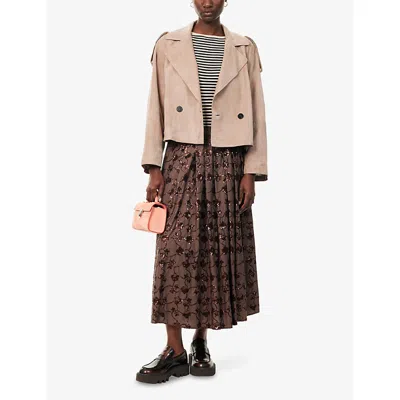 Weekend Max Mara Weekend Maxmara Short Suede Trench Coat In Brown