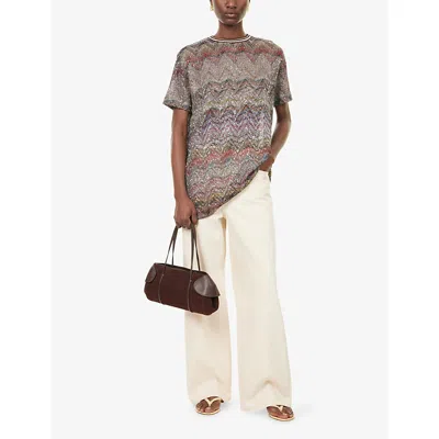 Missoni Short Sleeve T-shirt With Zigzag And Sequins In Multi