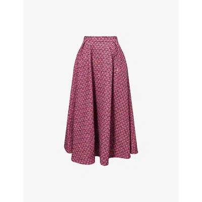 Alessandra Rich Tweed A-line High-waisted Midi Skirt In Purple