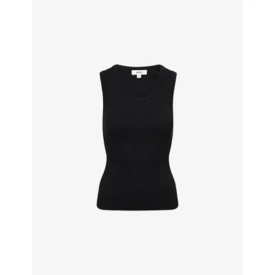Agolde Womens Black Poppy Ribbed Stretch-woven Top In Black