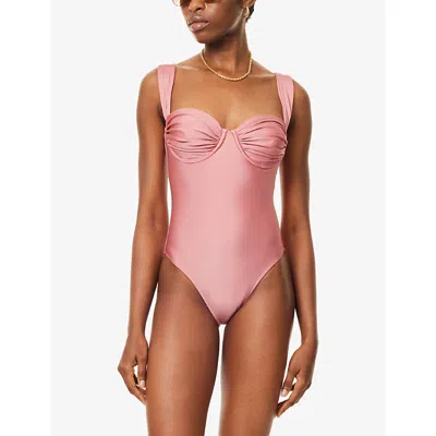Faithfull The Brand Womens Puce Arlo Pleated Balconette Swimsuit In Pink