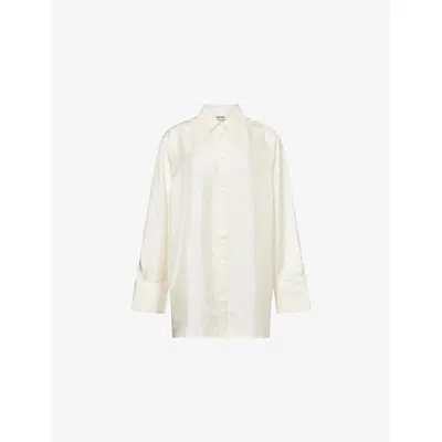 Rohe Frames Womens Cream Deconstructed Open-panel Silk Shirt In White