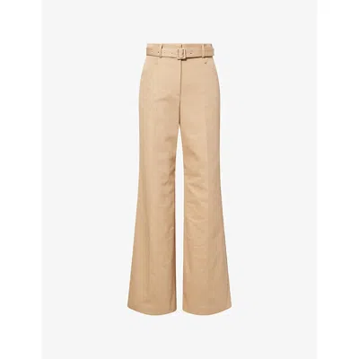 Gabriela Hearst Womens Camel Norman Straight-leg Cotton Trousers In Brown