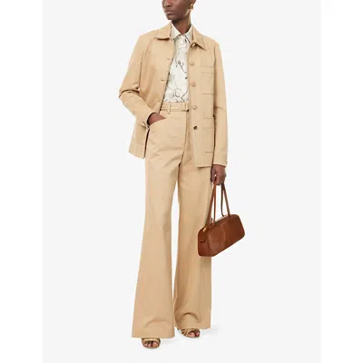 Gabriela Hearst Womens Camel Norman Straight-leg Cotton Trousers In Brown
