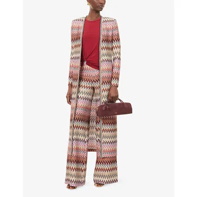 Missoni Womens Multicolor Chevron Metallic-knit Long Cardigan In Multi