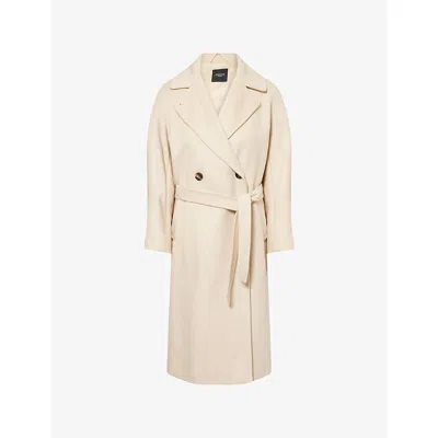 Weekend Max Mara Omens Ivory Resina Notch-lapels Wool Coat In White