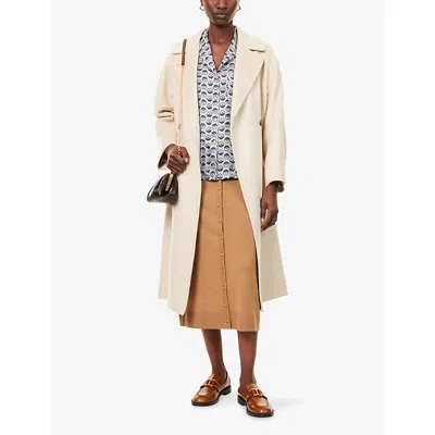 Weekend Max Mara Omens Ivory Resina Notch-lapels Wool Coat In White