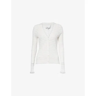 3.1 Phillip Lim Womens Ivory V-neck Ribbed Knitted Cardigan In White