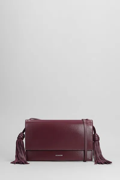 Jil Sander Tassel Shoulder Bag In Viola Leather In Purple