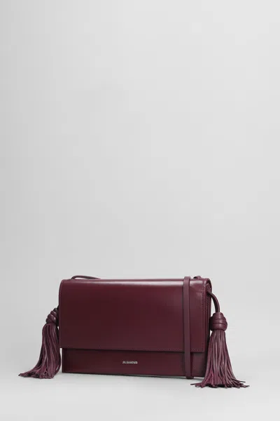 Jil Sander Tassel Shoulder Bag In Viola Leather In Purple