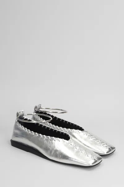 Jil Sander Ankle-bracelet Ballet Flats In Silver