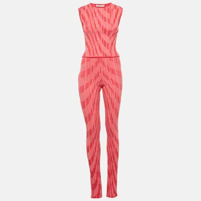 Pre-owned Philosophy Di Lorenzo Serafini Pink Patterned Rib Knit Flared Pants And Top Set M