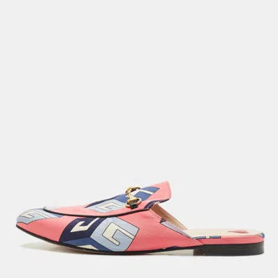 Pre-owned Gucci Multicolor Satin Horsebit Princetown Mules Size 41