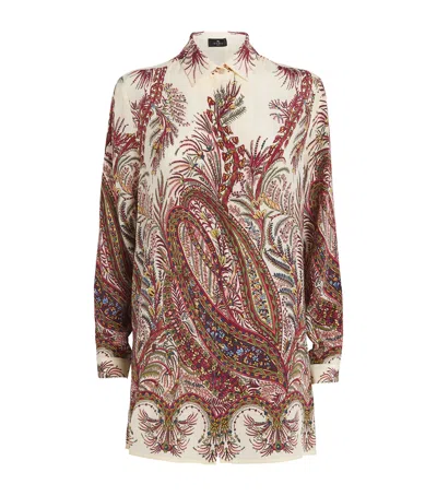 Etro Paisley Print Silk Shirt With Collared Neck In Multi