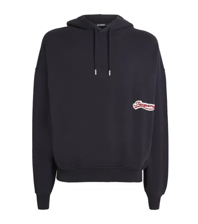 Jacquemus Relaxed Fit Hoodie With Drawstring In Blue