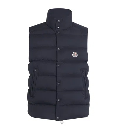 Moncler Tibb Water Repellent Down Puffer Vest In Blue