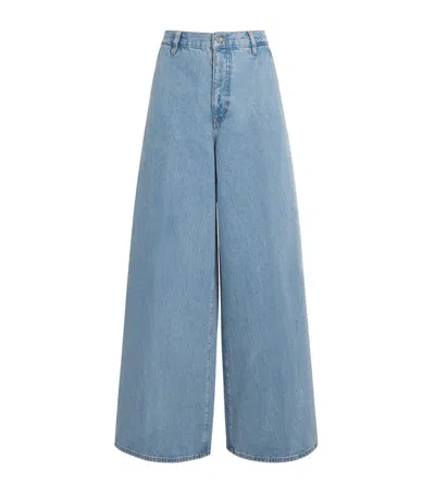 Frame The Drape High Rise Extra Wide Leg Jeans In Sweetheart In Blue