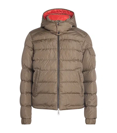 Moncler Jonage Houndstooth Nylon Down Jacket In Gray