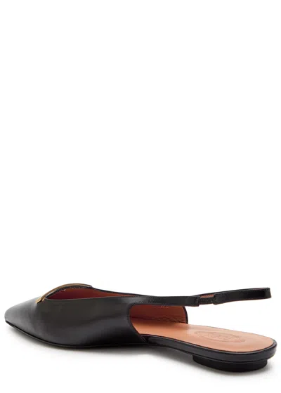 Tod's Leather Flat Ballerinas With Gold-tone Detail In Animal Print