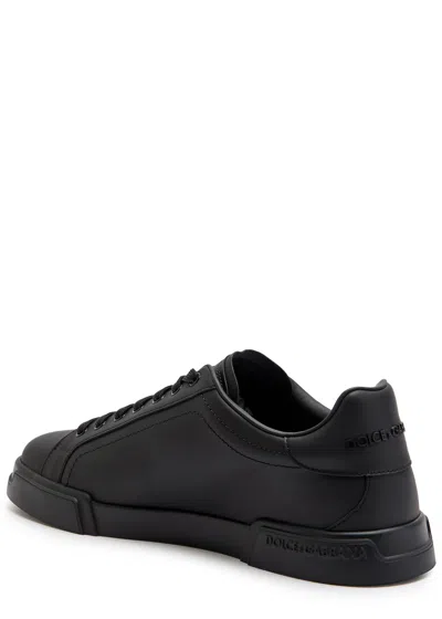 Dolce & Gabbana Leather Sneakers In Black