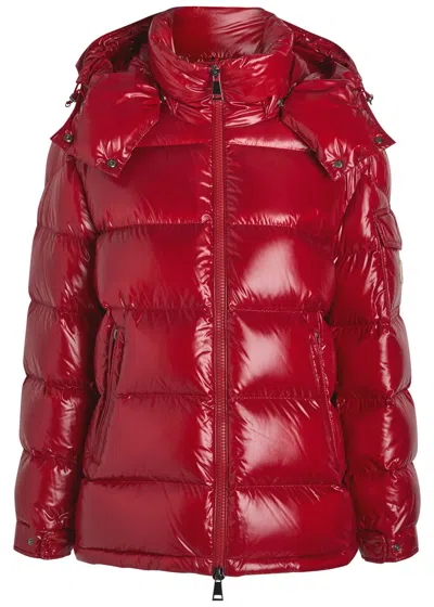 Moncler Down Jacket With Hood And Quilted Design In Red