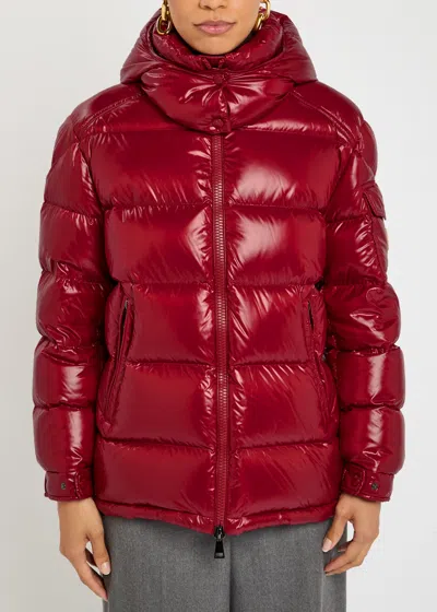 Moncler Down Jacket With Hood And Quilted Design In Red